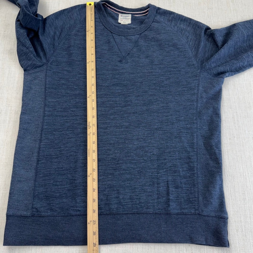 Y2K Champion Mens Crewneck Sweatshirt XL Blue Heather Raglan Athletic Pullover - Picture 10 of 13